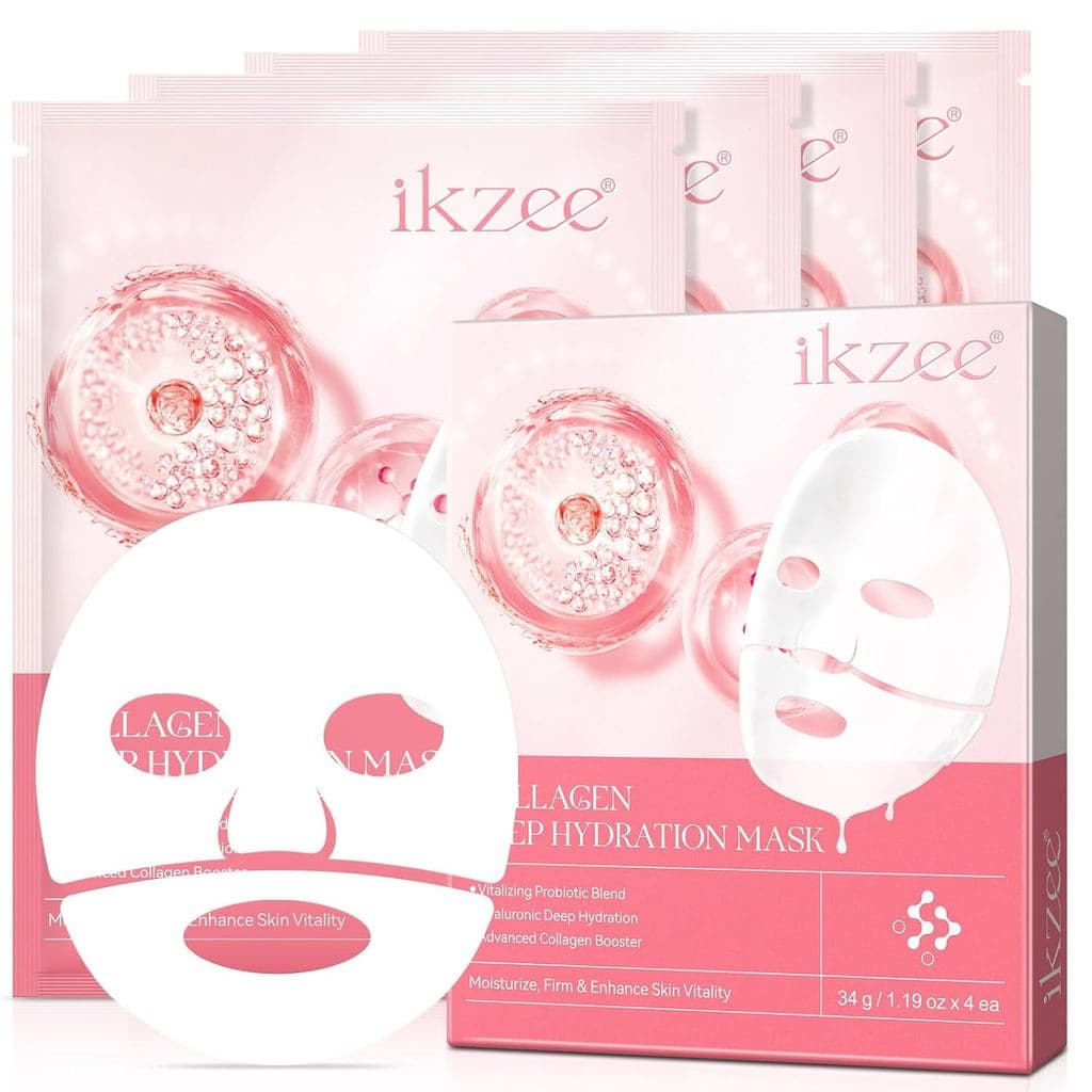 Máscara Facial de Colágeno 4PCS, Máscara Noturna de Colágeno Profundo, Máscara Noturna Envolvente de Colágeno, Cuidado d