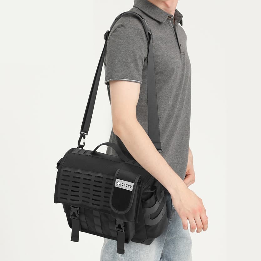 OZUKO bolsa mensageiro de grande capacidade, bolsa de ombro funcional masculina, bolsa mensageiro ao ar livre, multifunc