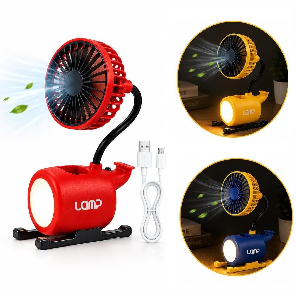 Luminária Ventilador 4 em 1 com Porta Celular e Canetas