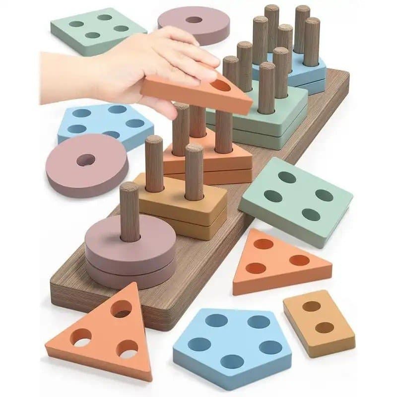 Brinquedo Classificador de Formas de Madeira, 1 Conjunto de Blocos Geométricos Coloridos, Brinquedo Montessori, Educação