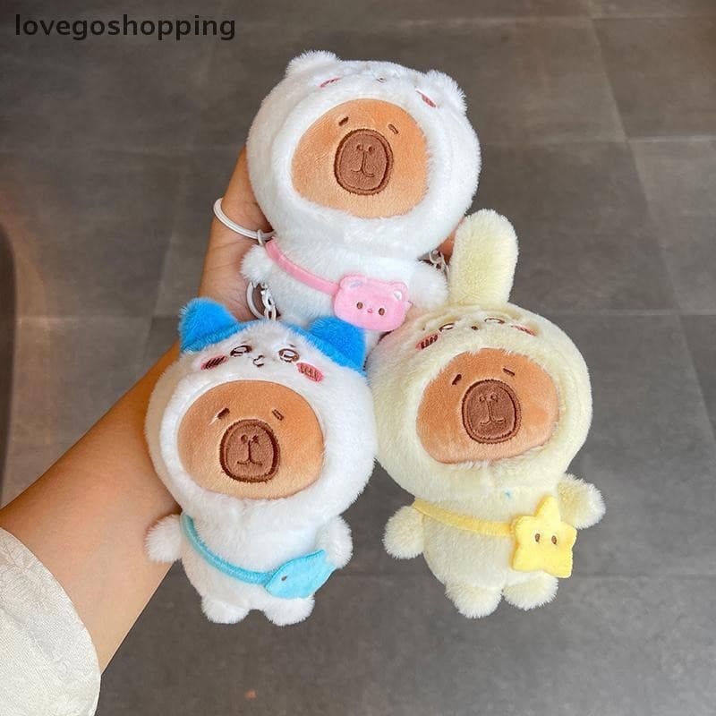 [lovego] 1 peça de chaveiro de pelúcia Chikawa com fantasia de capivara fofa, brinquedo de pelúcia de animal de desenho