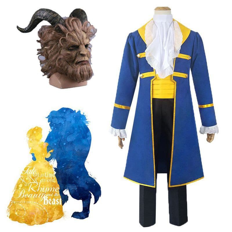 W6ZC O mais recente traje de cosplay do Adam de A Bela e a Fera, com máscara, adequado para homens adultos.