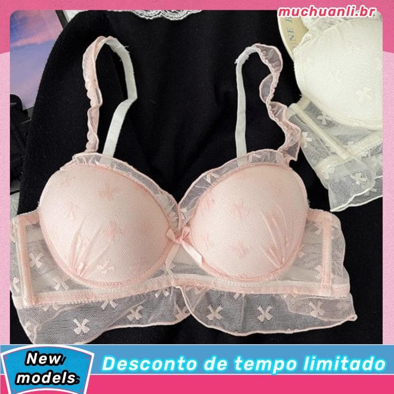 Novo estilo japonês menina roupa interior doce puro desejo gaze sem anel de aço copo fino seios pequenos reunir suporte