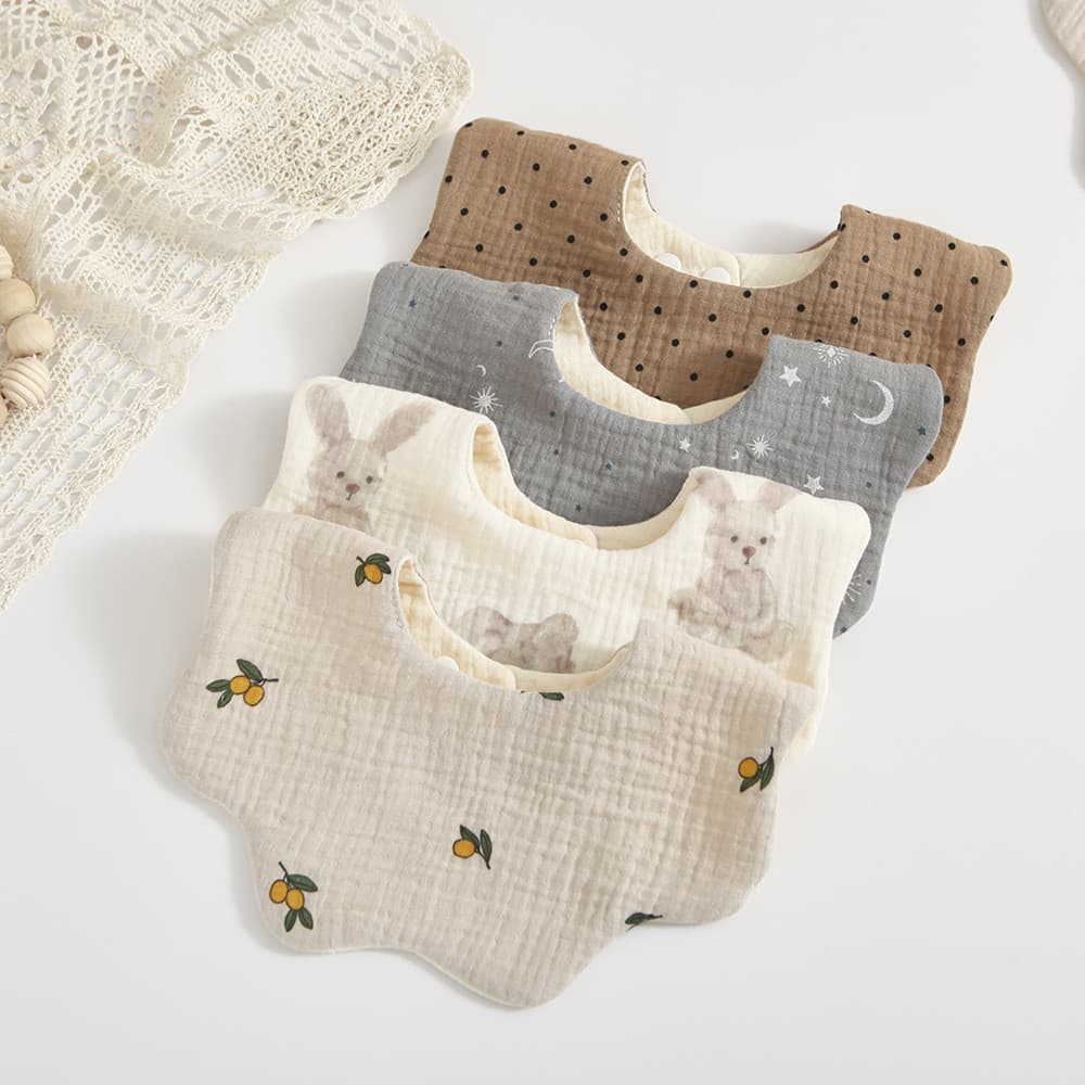 Estilo coreano 6 camadas de algodão gaze pétala babador zou zou pano Saliva toalha 360 graus recém-nascido babador bebê