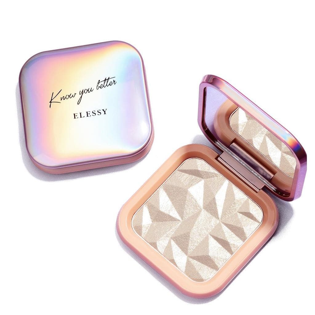 Paleta de Maquiagem Iluminadora ELESSY, Paleta de Iluminador Facial com Glitter, Pó Iluminador com Acabamento Brilhante,