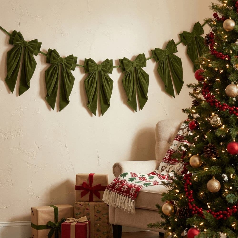 Guirlanda De Arco De Natal , Banner Vermelho Feito À Mão Macio , Reutilizável , Fácil De Instalar , Decoração Pendurado