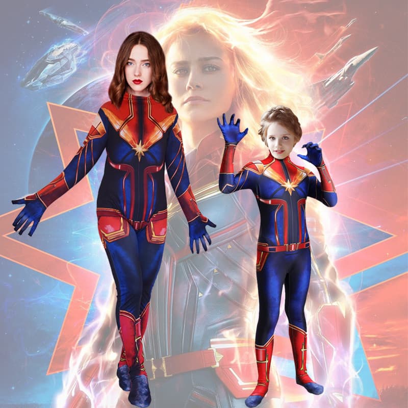 Halloween capitão Marvel traje adulto crianças traje vingadores Role-Playing festa collants