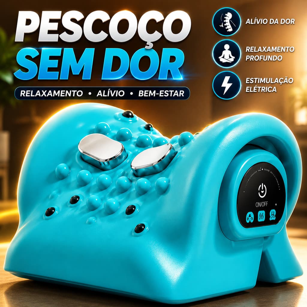 Aparelho Massageador Cervical Termico Eletroestimulação TENS Massagem Sem Fio Portátil Relaxante Tensão Muscular Alívio