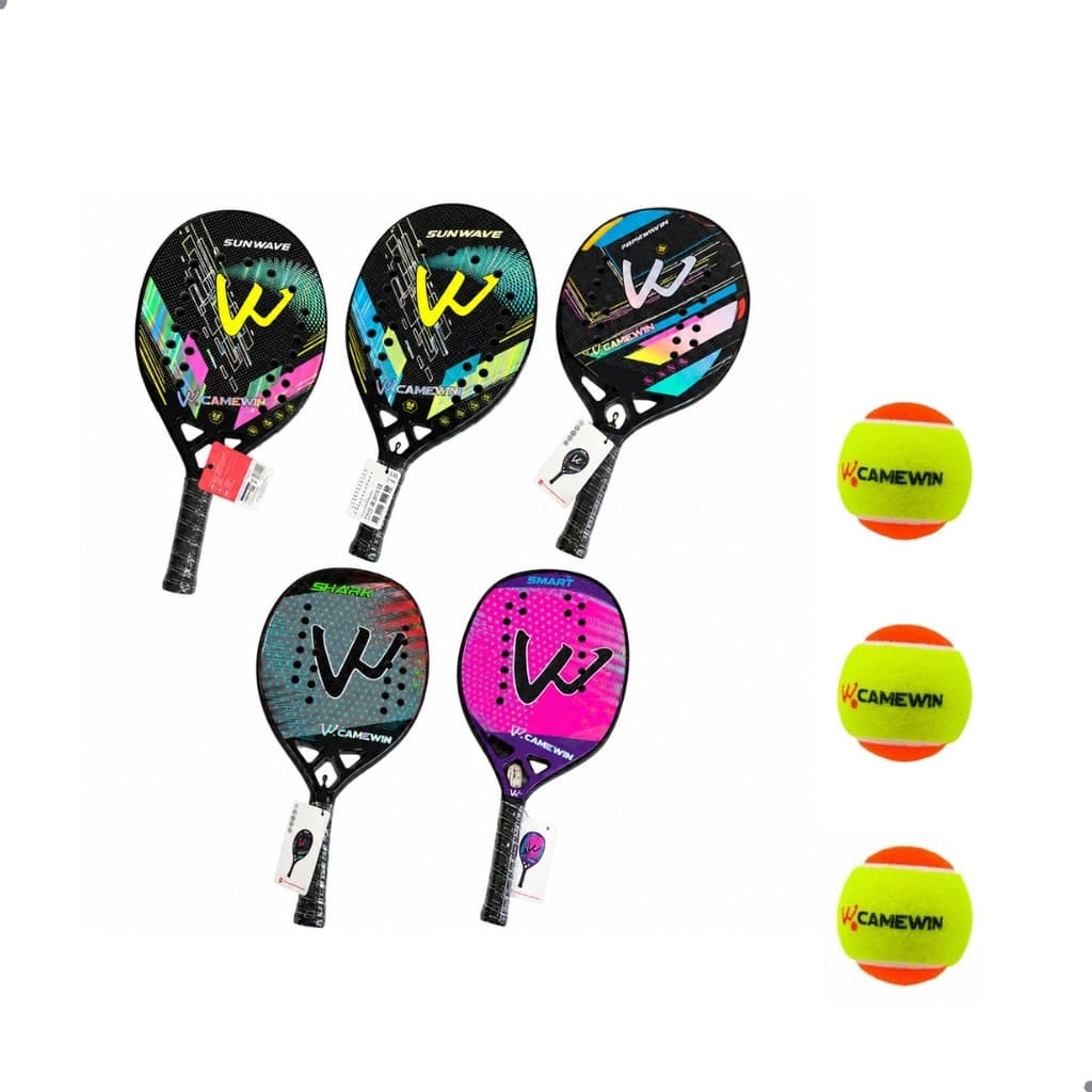 Kit Raquete Beach Tennis Camewin Carbono 3K + 3 Bolinhas