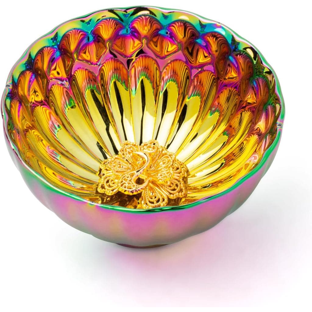 Xícara de Chá Jianzhan Tenmoku com Pavão Dourado, Xícara de Cerâmica de 5 oz |   Estilo Chinês, Colorido, Livre de Chumb