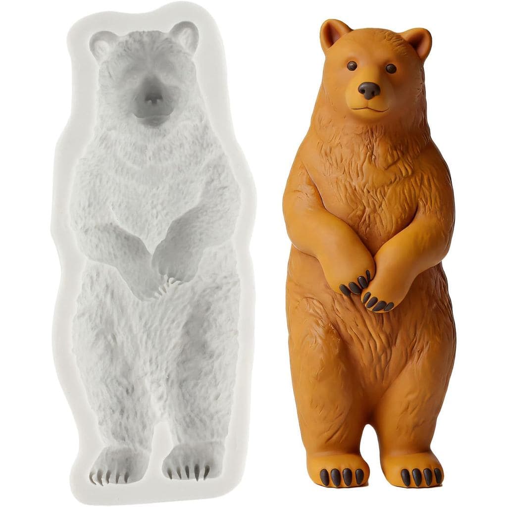 Moldes de Silicone Lingzhi Urso Marrom para Decoração de Bolos, Topper de Cupcake, Chocolate, Doces, Pasta de Açúcar, Ar