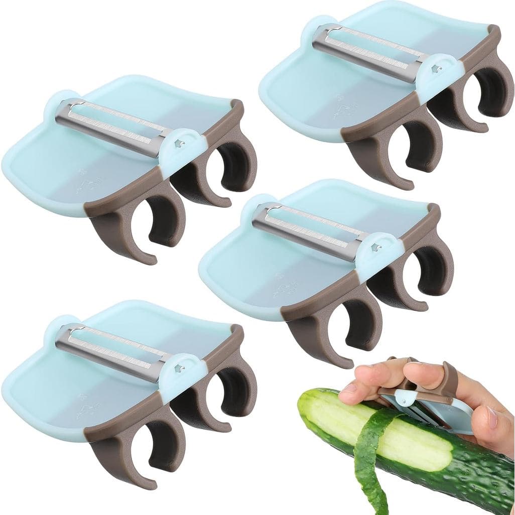 Kichvoe 4 Peças Descascador de Legumes de Dedo, Descascador de Batatas com Empunhadura Ergonômica, Removedor de Casca de