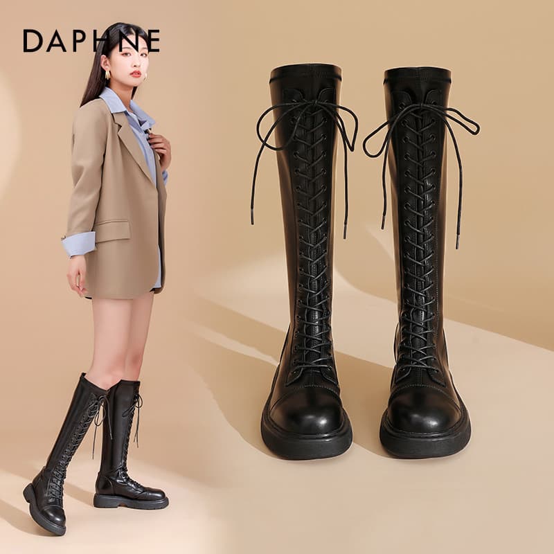 Daphne botas femininas outono botas pretas 2026 novo estilo cavaleiro botas femininas botas altas botas longas inverno