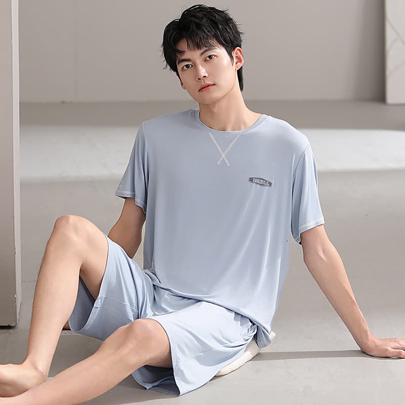 Pijamas de verão masculino Modal Shorts de manga curta 2025 novo estilo solto pode usar fora de casa masculina de alta q