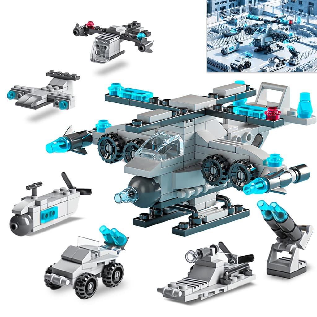 Kit 6 Em 1 Blocos Polícia Carro de bombeiros Avião Veículo Construção 3D Brinquedo Educativo