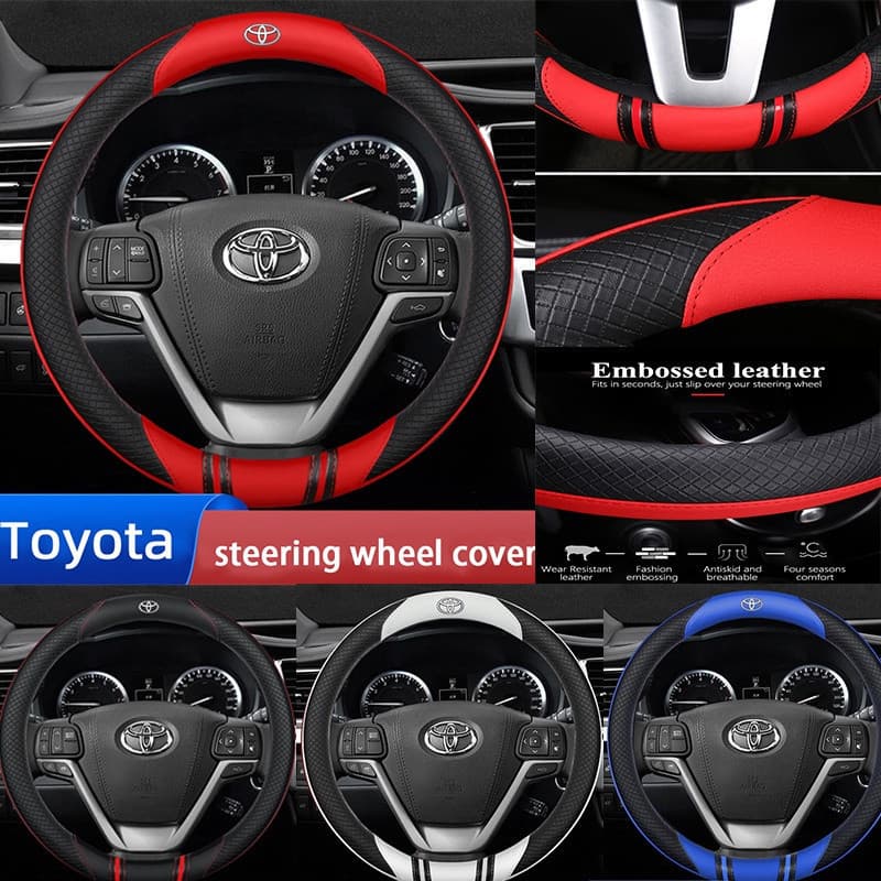 Capa De Volante Toyota Em Couro De Fibra De Carbono Camry Corolla Tacoma Hilux Vios Yaris Hiace Avanza