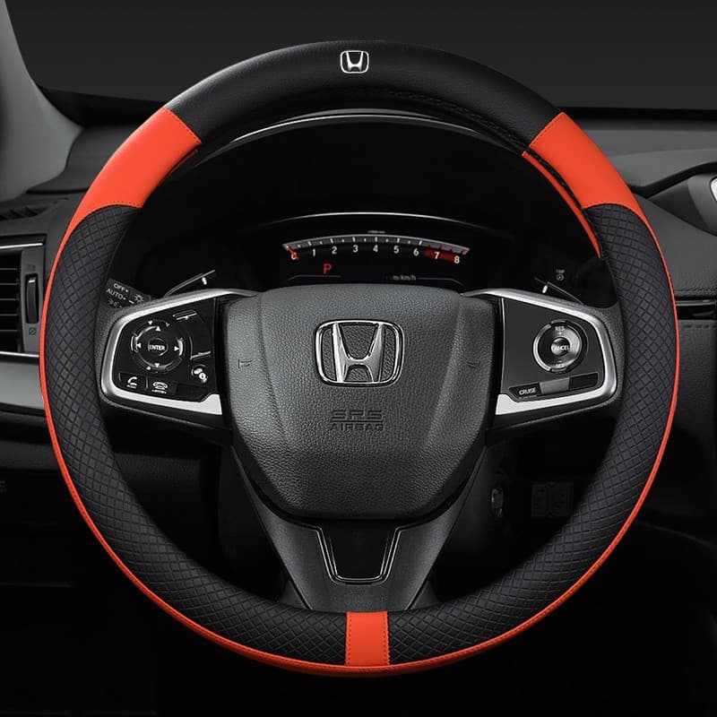 Capa de Volante de Couro para Honda City gn2 mk6 Civic fc fd Accord Jazz BRV HRV CRV Odyssey 38cm Antiderrapante
