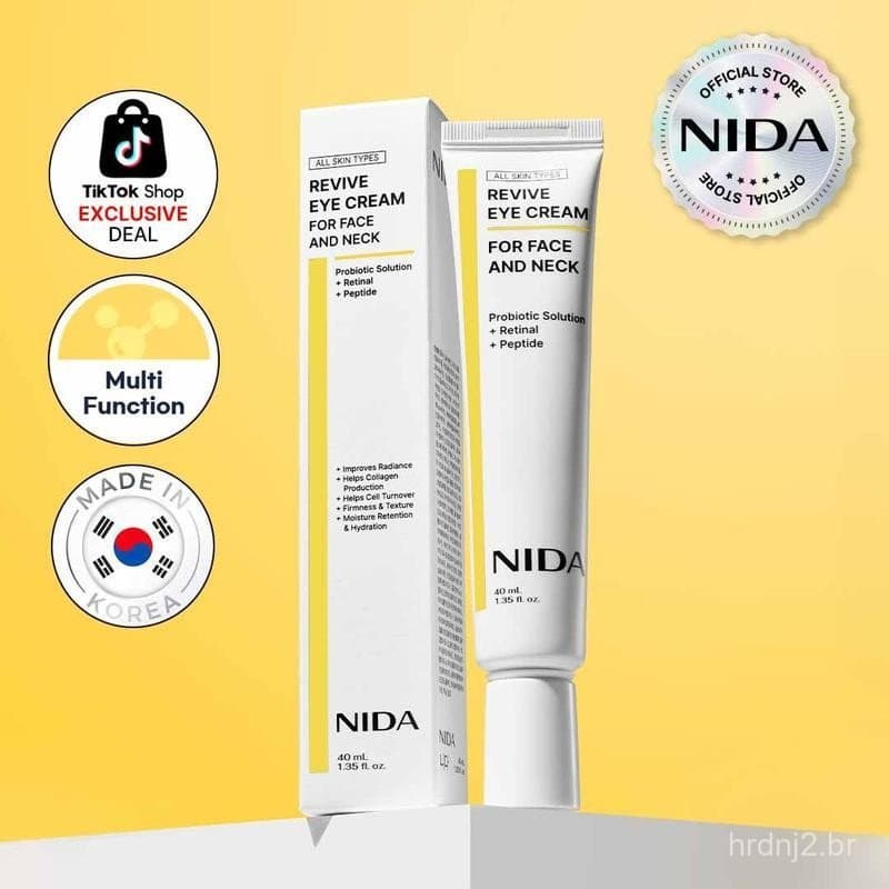 Creme Reparador para Olhos e Pescoço NIDA Revive (40ml) / Solução Probiótica, Retinol, Peptídeos / Antirrugas, Reduz Lin