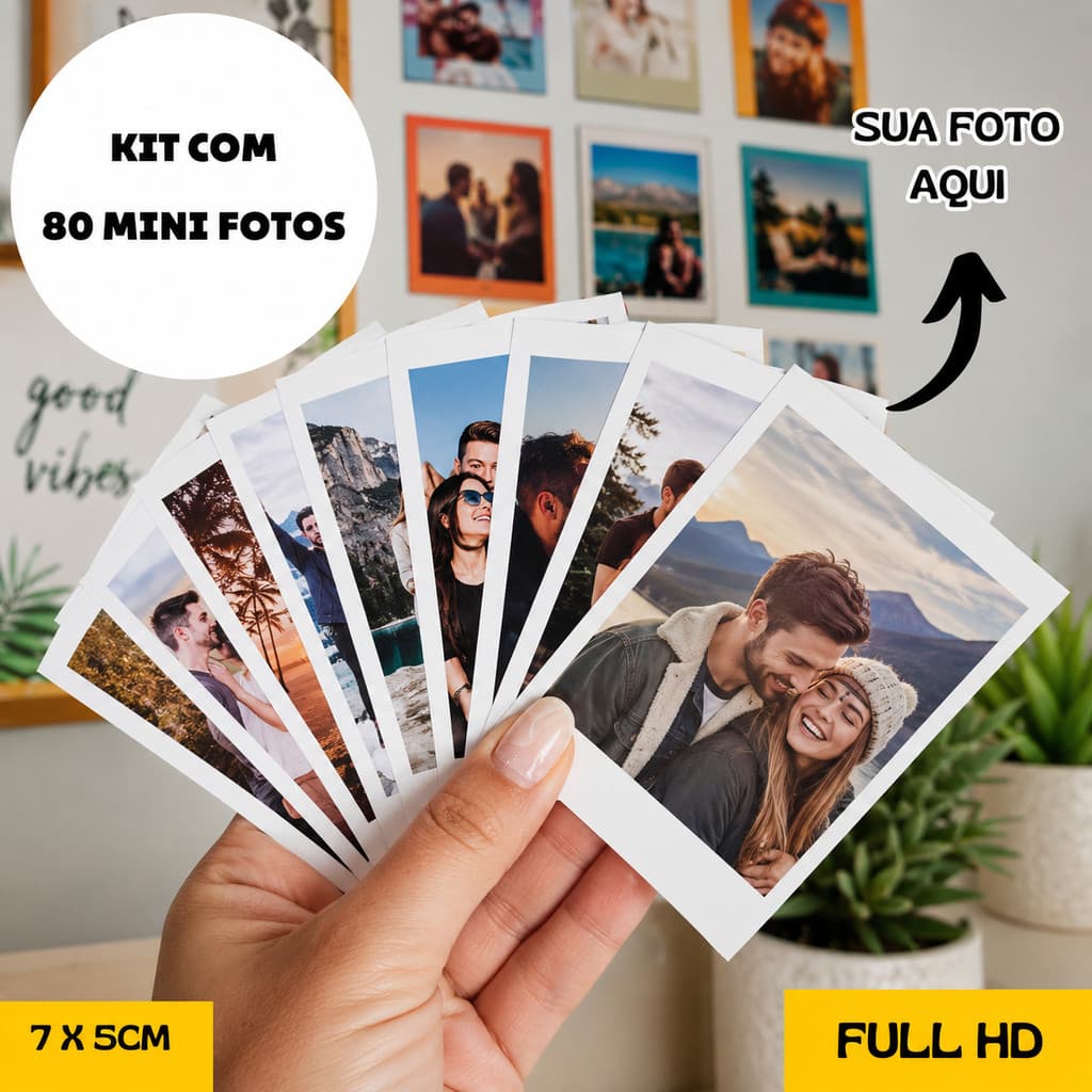 Kit 80 Mini Fotos Personalizadas Full HD para Capinha de Celular Casal Presente Revelação