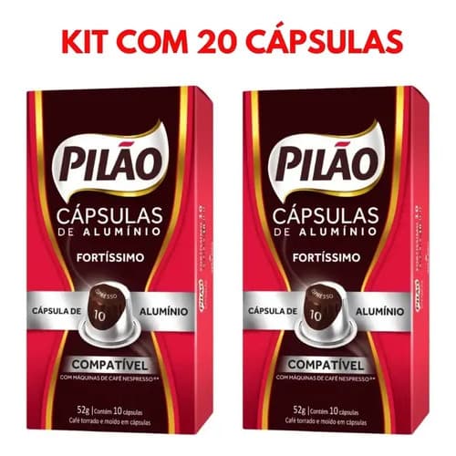 Kit de 20 Cápsulas Café Pilão Fortíssimo Compatível Nespresso