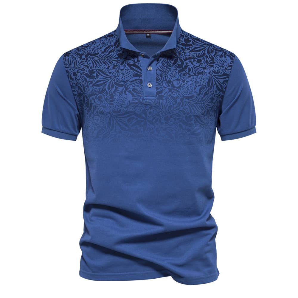[Novo produto] Camisa estampada tamanho europeu negócios Casual masculina lapela cor gradiente camisa de algodão [venda