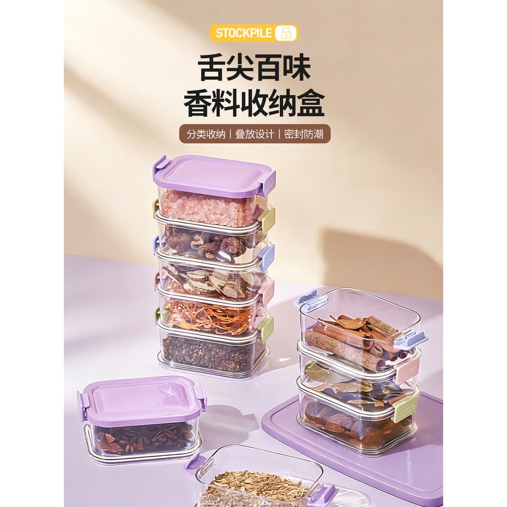 Beishan caixa de armazenamento de especiarias caixa de tempero cozinha doméstica grau alimentício Sichuan pimenta grande
