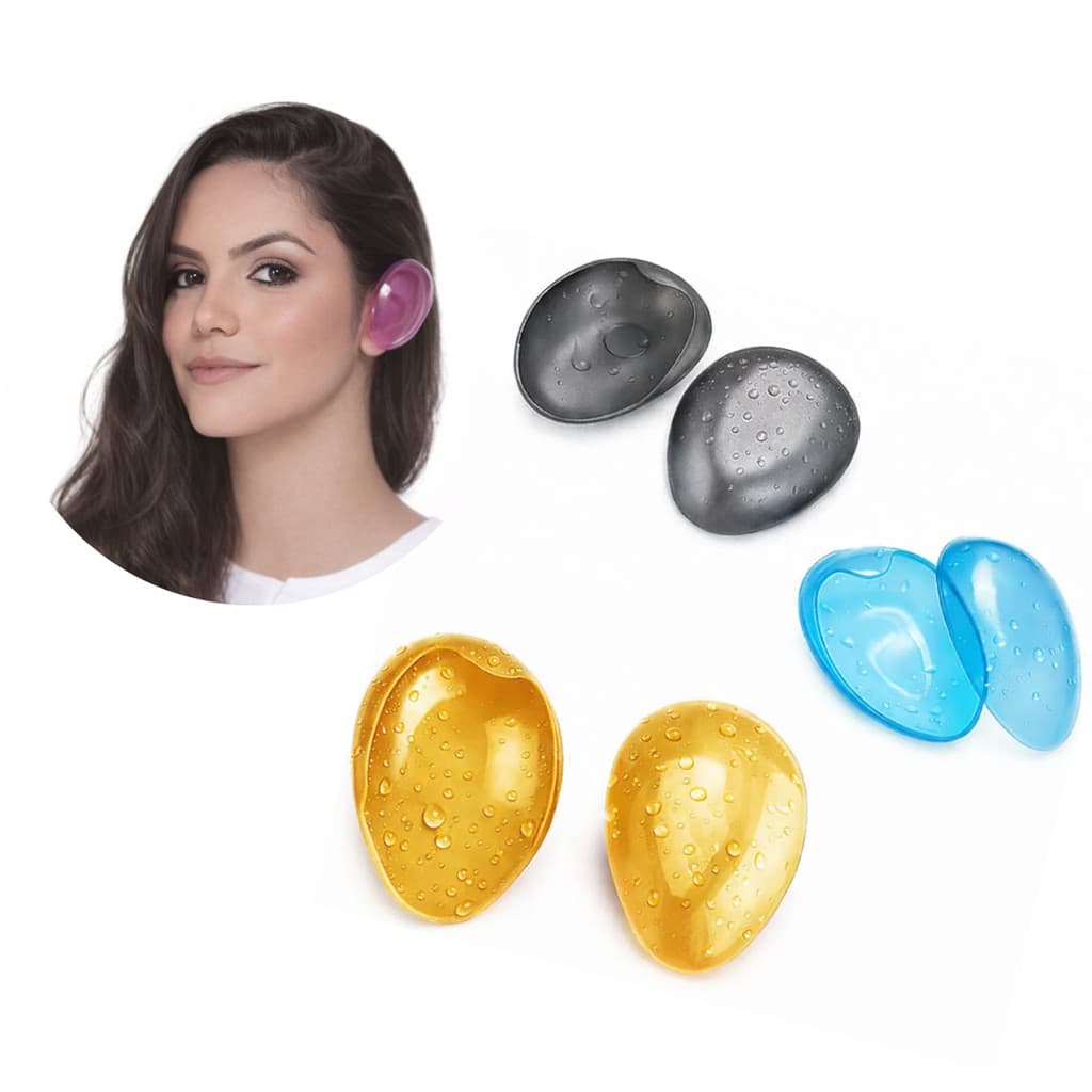 Protetor De Orelha Em Silicone Flexível 3 Pares Para Tintura Química Proteção Chapinha Secador Reutilizável