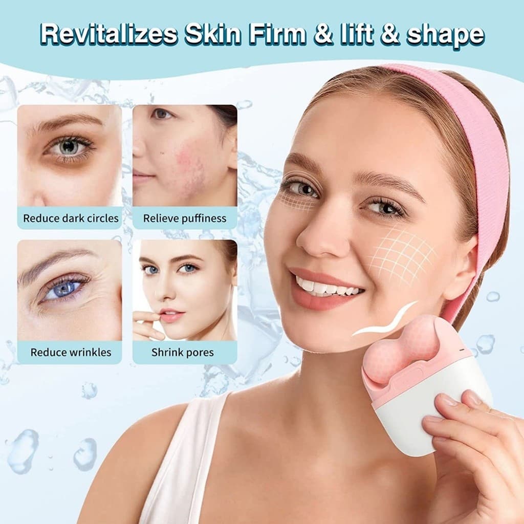 Rolo de Gelo Facial S30 - Massageador Duplo Desincha Olheiras e Poros