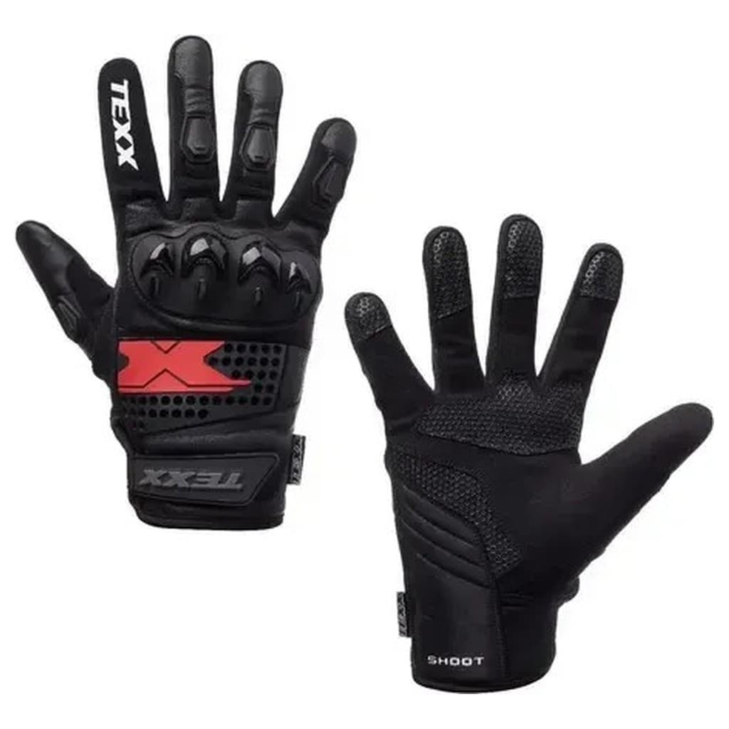 Luva Moto Texx Old Shoot Couro Proteção 5XL Touring Preta Vermelha Masculina
