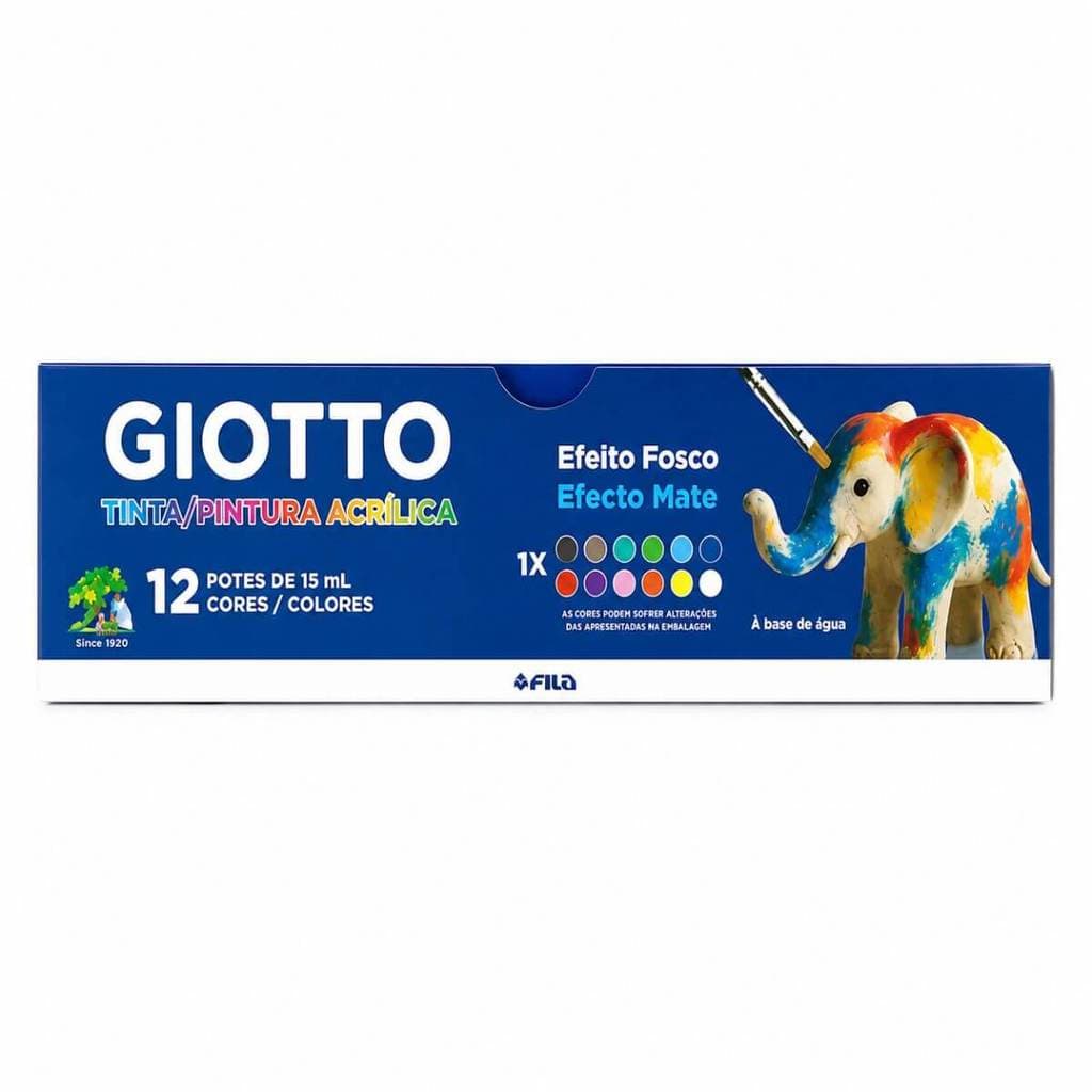 Tinta Acrílica Fosca Giotto 12 Cores 15ml Artesanato e 3D