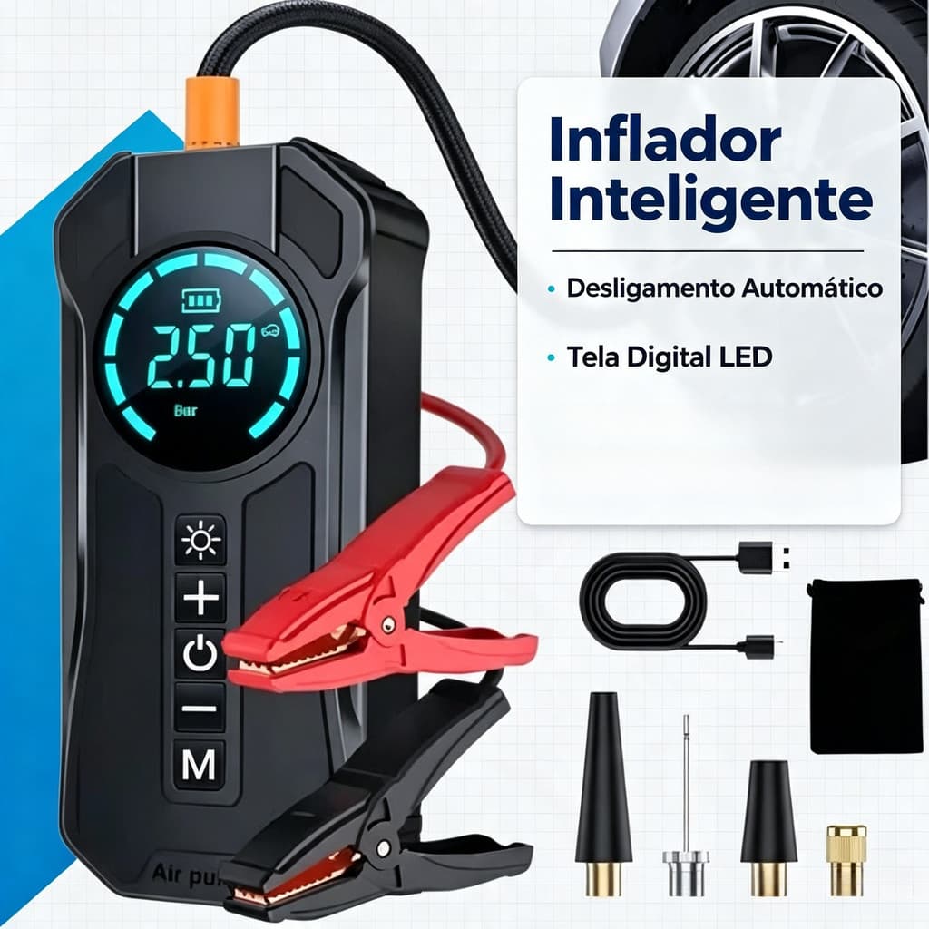 compressor De Bomba De Ar Portátil , Partida De Emergência Multifuncional 4 Em 1