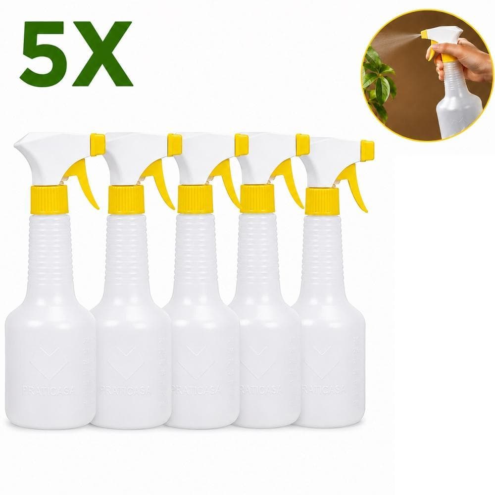 KIT 5 BORRIFADORES 500ML PULVERIZADOR MANUAL SPRAY GATILHO MULTIUSO JARDIM PLANTAS LIMPEZA ÁGUA SABÃO FRASCO