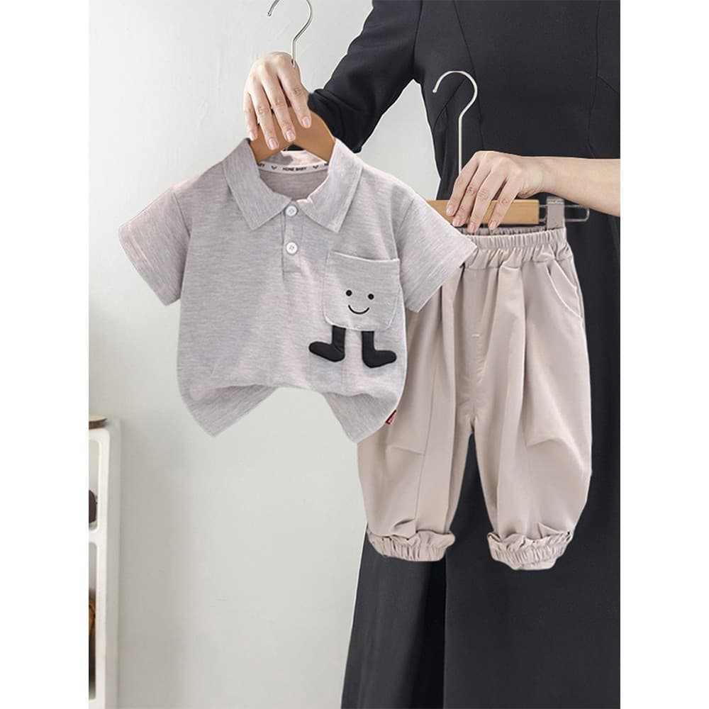 Meninos verão terno calças de manga curta versão coreana bonito estilo ocidental crianças roupas estilo fino bebê Split
