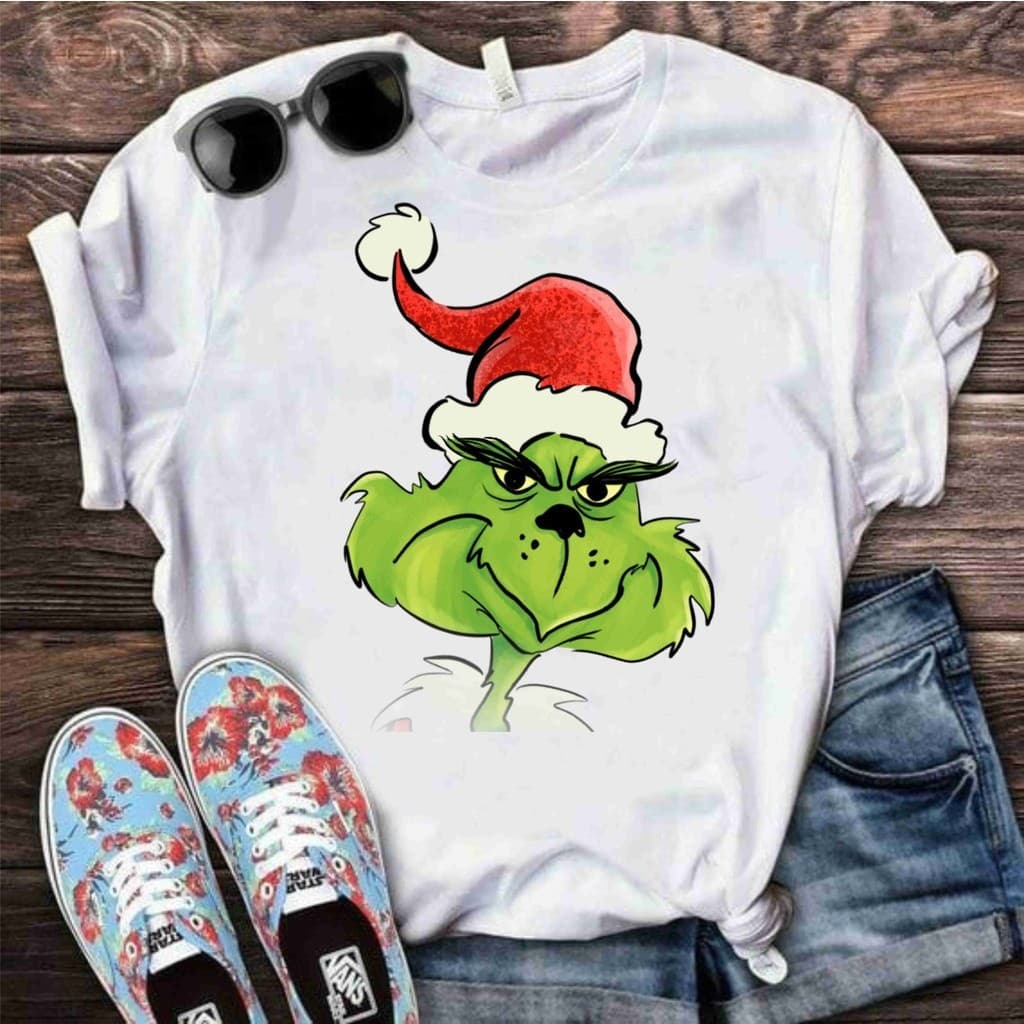 Camiseta camisa branca estampada personalizada Estampa  Grinch Natal