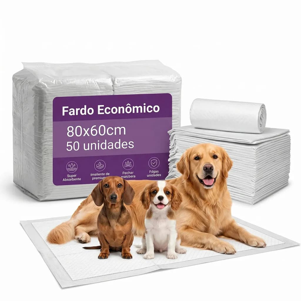 Tapete Higiênico Cães 50 Unidades 80x60 Gel Super Absorvente E-confort Branco