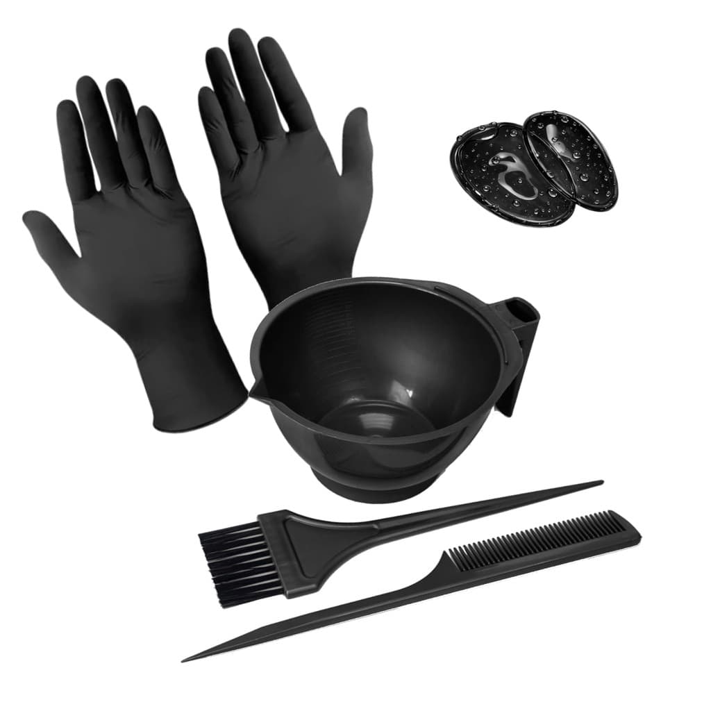 Kit de Tintura Coloração e Química Capilar Completo Profissional com Pincel Pente Cumbuca Plástica Luva Nitrílica