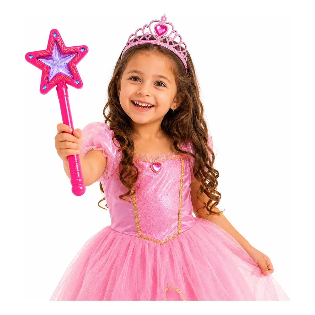 Varinha Mágica Princesa Infantil Estrela com Luz e Som Brinquedo de Fada para Menina Fantasia Presente
