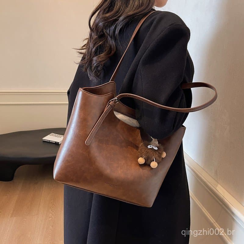 Bolsa Tote Vintage para Mulheres, Alta Qualidade, Grande Capacidade, Bolsa de Ombro Versátil, Bolsa para o Dia a Dia, En