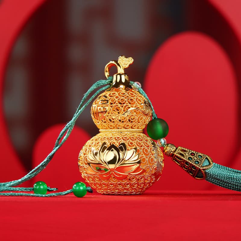 Latão oco flor cabaça de seda ornamentos Fulu ornamentos casa Mini cabaça de cobre artesanato presentes Multi-cena pinge