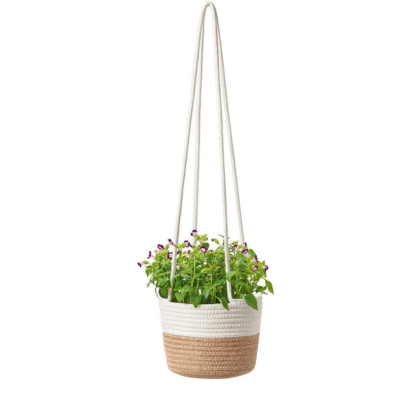 Cesta de flores tecida pendurado vaso de flores tecido cesta de plantas interior vaso de planta cesta de flores p