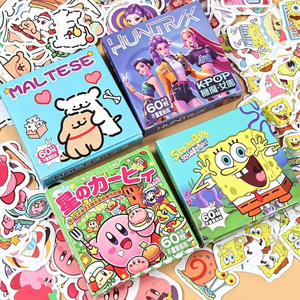 63 peças caixa de presente adesivos crianças personagens bonitos dos desenhos animados Cross-Border venda quente decoraç
