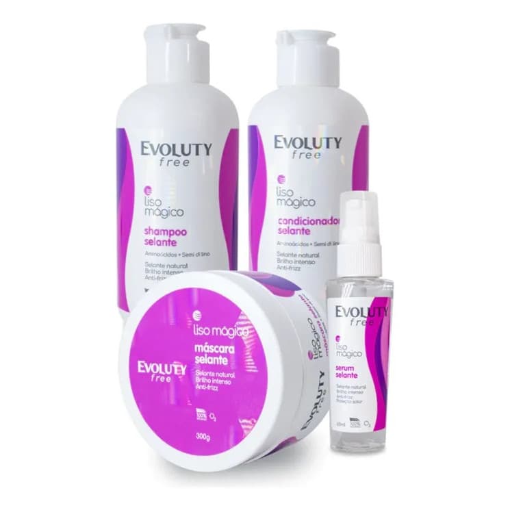 Combo Liso Mágico Evoluty Free Selante Capilar (4 Produtos)