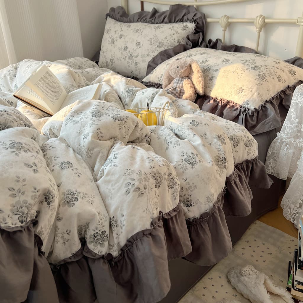 Ins estilo fresco puro algodão cama conjunto de quatro peças 100% algodão folha colcha capa estilo renda cama