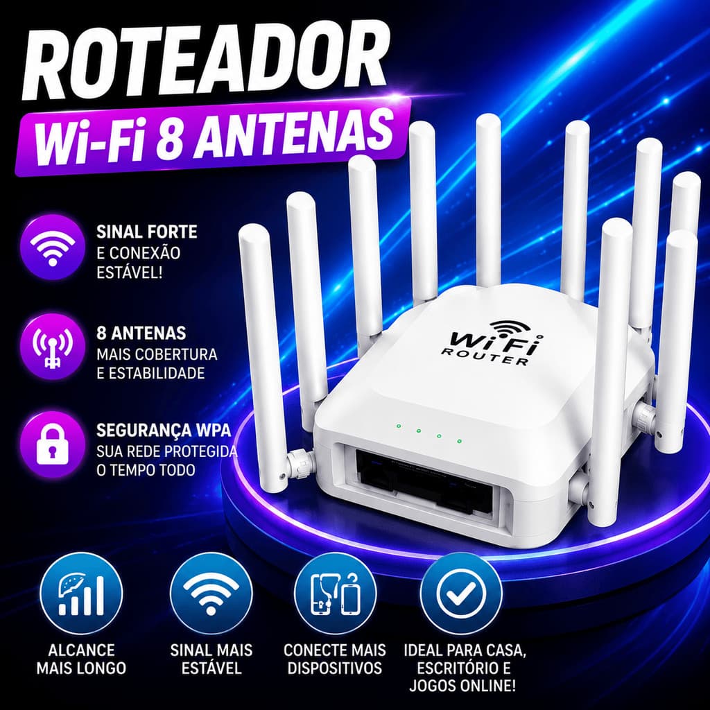 Repetidor E Roteador Wifi Sinal Forte Cobertura Total Sem Ponto Cego Porta Ethernet RJ45 Instalação Rápida WPS Bivolt