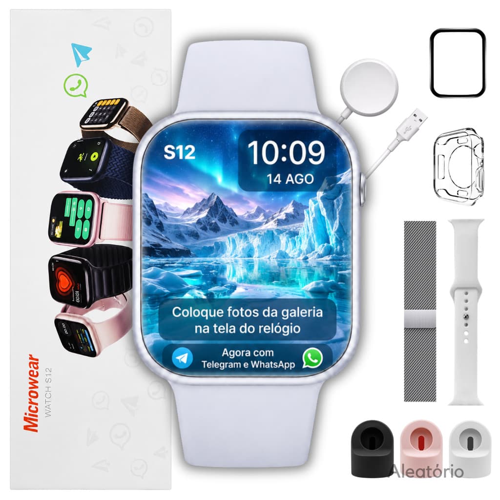 S12 47mm Tela Amoled Microwear Serie 12 Relógio Smartwatch Responde Whatsapp Telegram + Brindes