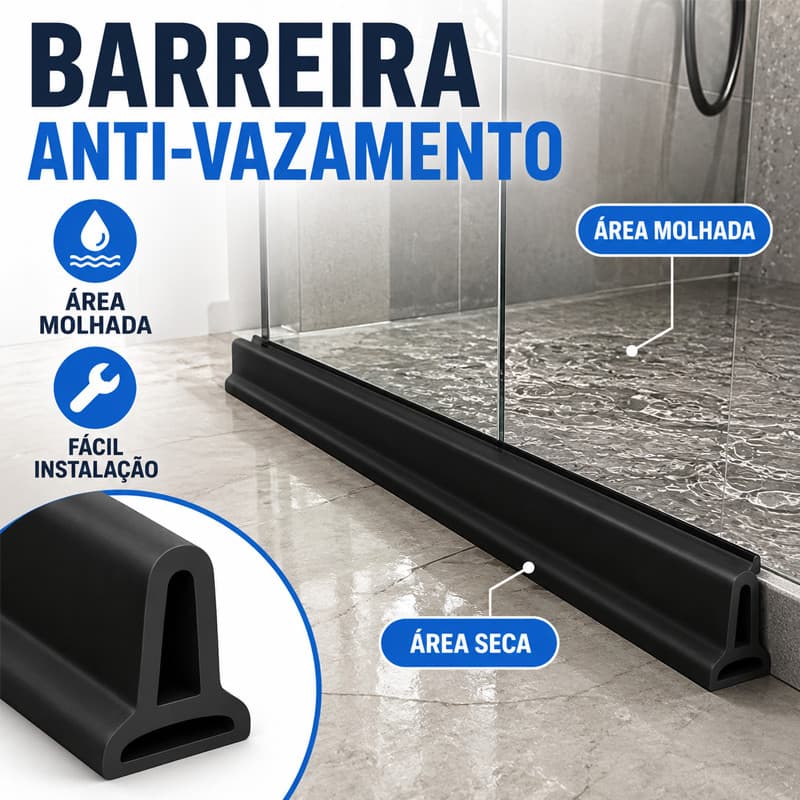 Barreira Selante de Silicone Anti-Vazamento Dupla Face para Áreas Molhadas, Banheiro, Box e Lavanderia