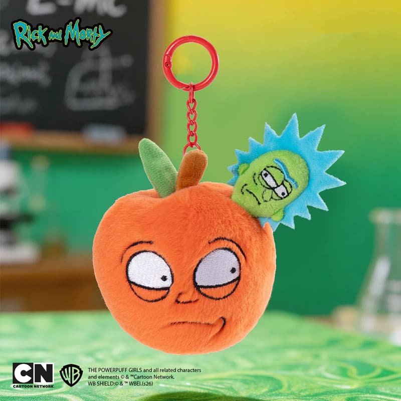 Uma obra-prima feia e fofa! Chaveiro de pelúcia Rick and Morty Worm Apple, pingente engraçado, decoração de bolsa estilo