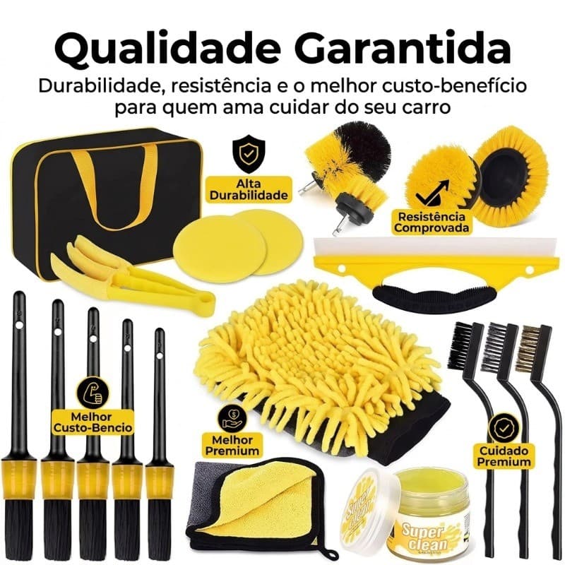 Conjunto de 20 peças para lavagem de carros: escovas especiais e luvas de microfibra para lavagem fina de carros