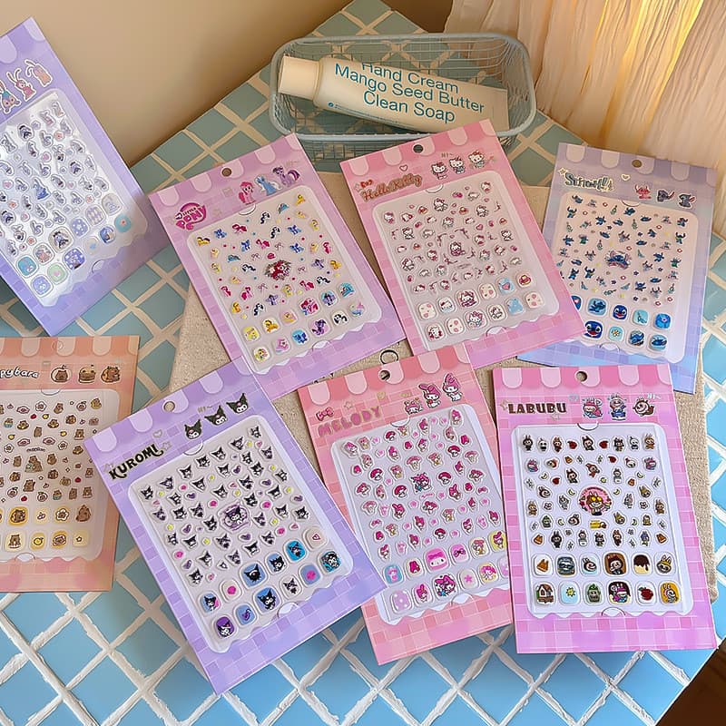 Sanrio novo dos desenhos animados bonito crianças adesivos de unhas adesivos de unhas meninas diy adesivos decorativos d