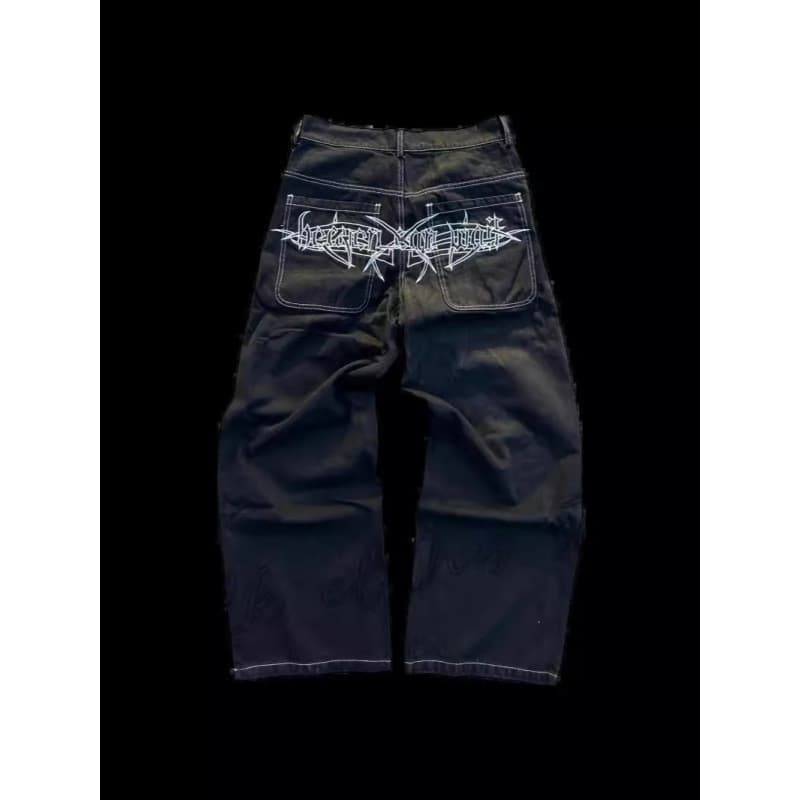 Jeans soltos de perna larga para dança de rua, moda masculina, preto, solto, jeans masculino, Rap, pedido